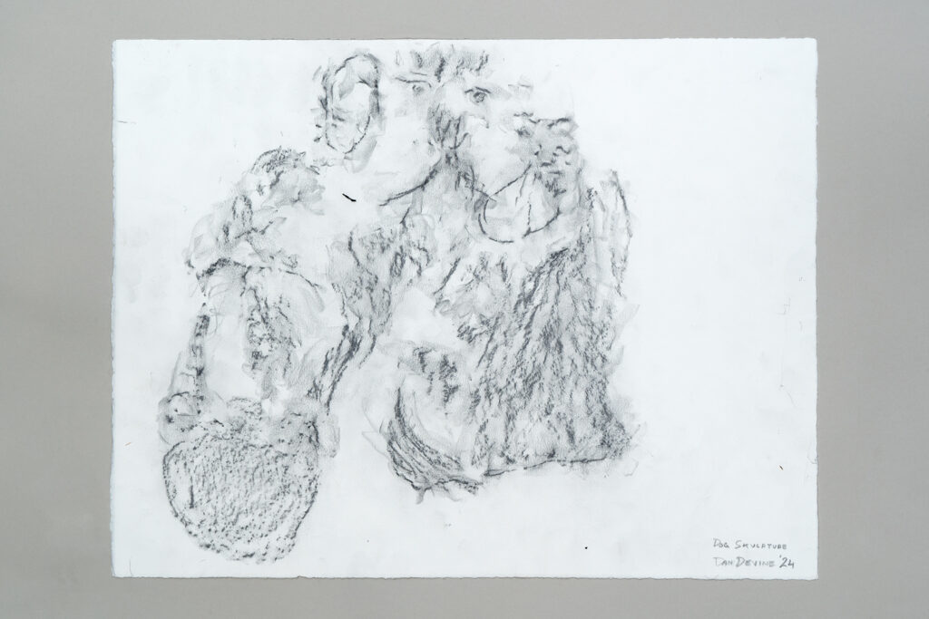 Frottage graphite rubbing of a dug sculpture